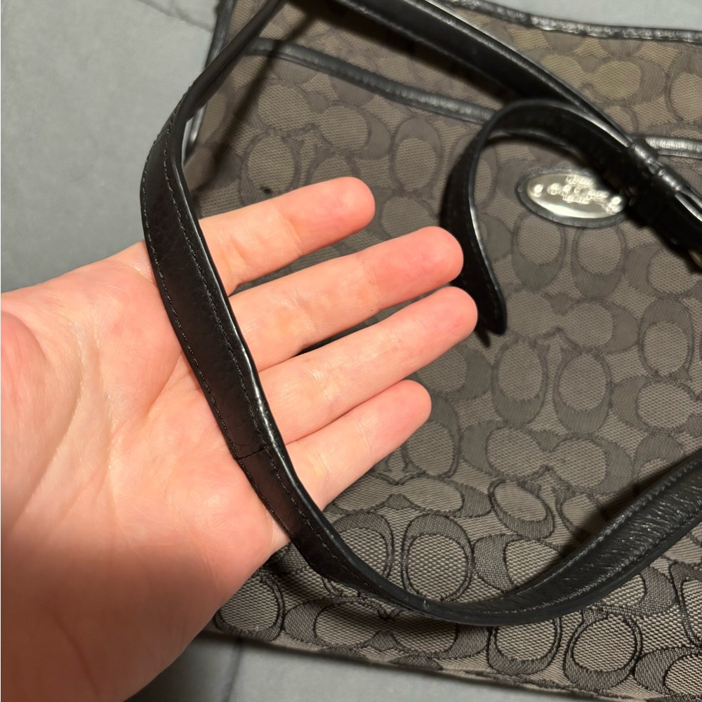 COACH Dark Gray Signature Canvas Crossbody Bag - Picture 2 of 10